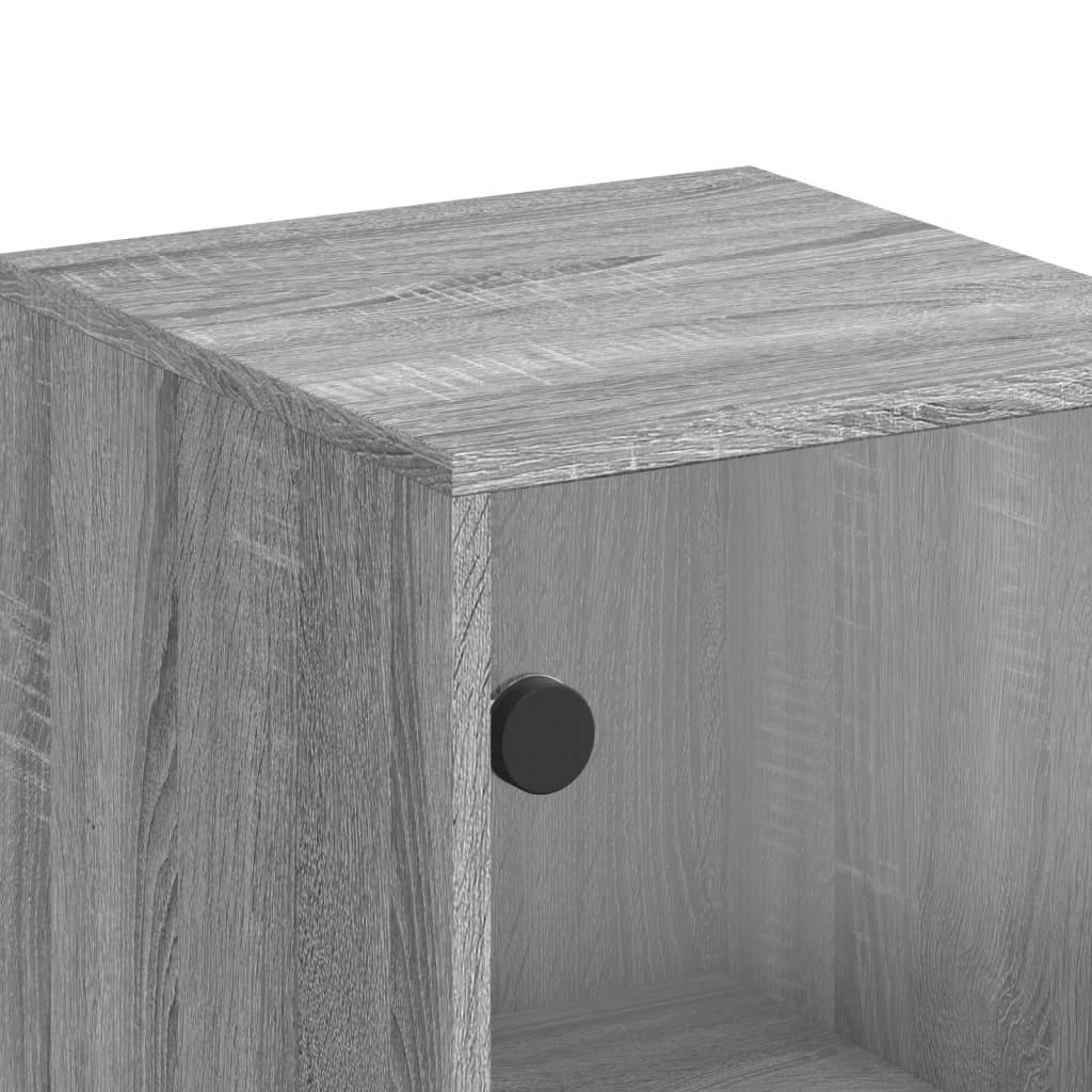 Side Cabinet with Glass Door Grey Sonoma 35x37x100 Cm