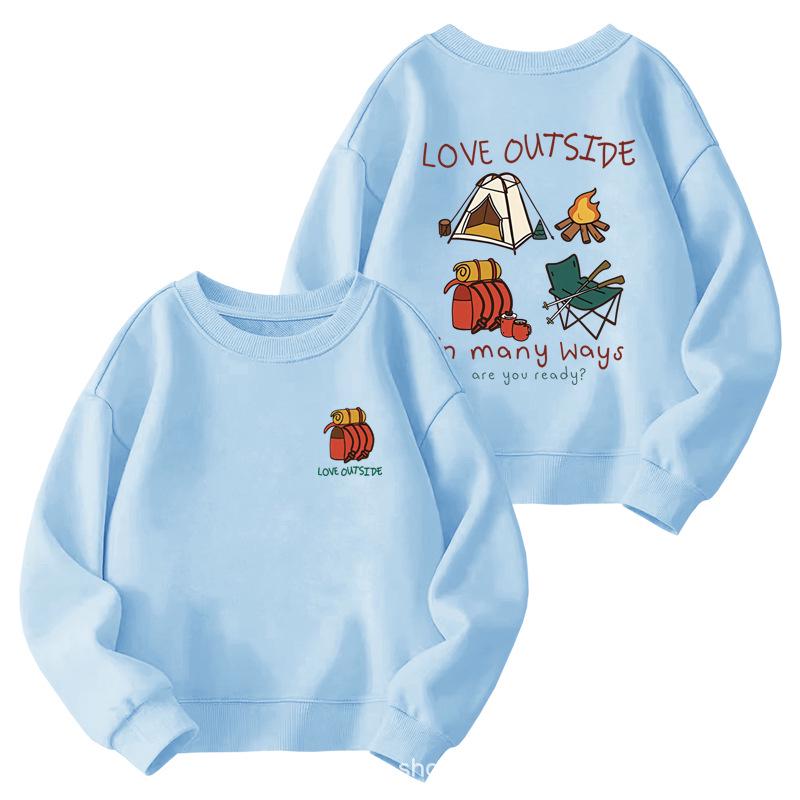 Kids' Cartoon Print Crew Neck Sweatshirt – Casual, Lightweight, Spring/Autumn 2025