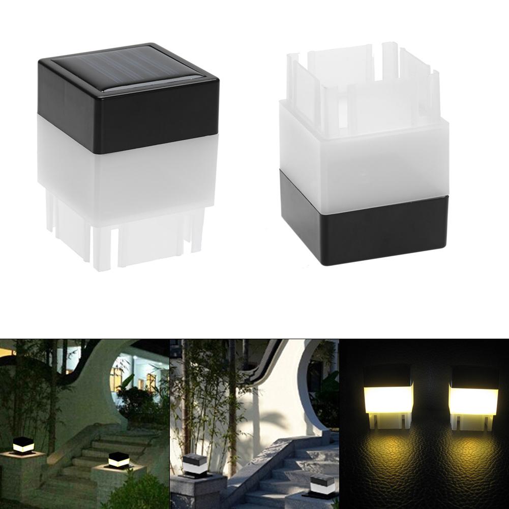 Outdoor Solar LED Lamp Square Column Head Light Waterproof LED Solar Light Stairs Fence Yard Garden Lantern Sunlight Street Lamp