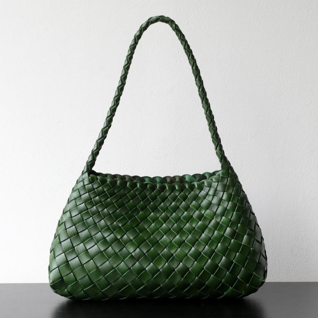 Borsa in Maglia Fatta a Mano Xiaomin Lusso Leggero Pelle di Mucca Strato Superiore Stile Retrò Pelle Conciata al Vegetale Vera Pelle Portatile Sotto Braccio