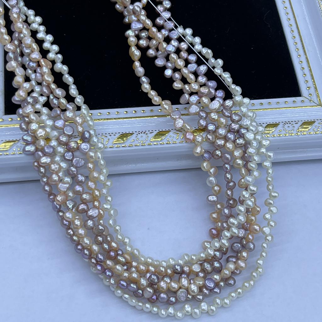 1String, Purple Yellow White Natural Freshwater Pearls, Top Sided Drilled Hole Pearl Beads for Jewelry Making DIY Crafts (Beads 4-5mm, Length 36cm)
