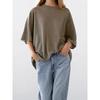 MD Women Clothes Casual Wind Relaxed Feeling Light and Loose Round Neck Sweater Short Sleeve T-shirt Knit 05610648567