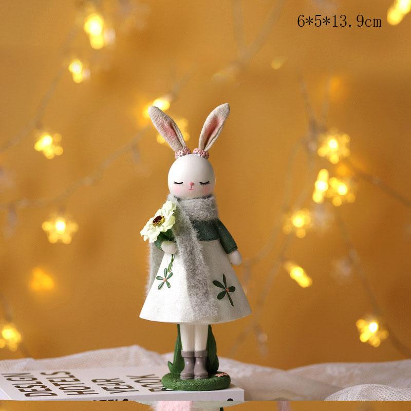 Easter Cartoon Cute Rabbit Home Table Resin Ornaments Forest Style Kids Happy 1st 2nd Birthday Party Decorations Gift for Girls