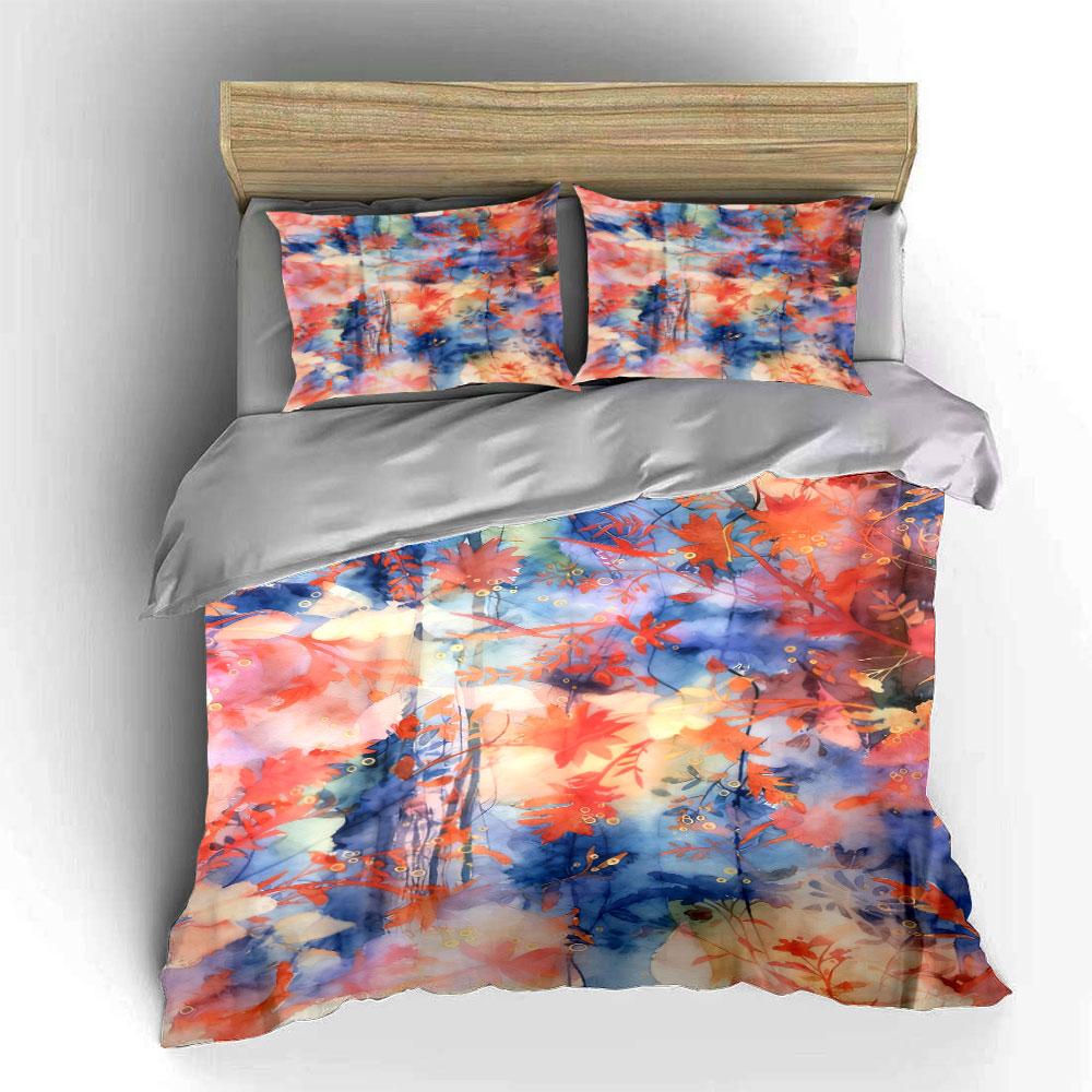 Abstract Leaves and Watercolor. Bedding Sets Duvet Cover Sets Duvet Covers Pillowcases(1 * Duvet Cover 2 * Pillowcases Without Duvet Insert)