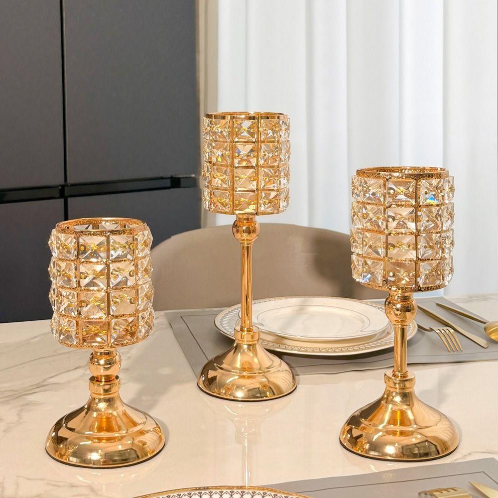 Luxury Crystal Candle Holder European Style Candle Lantern Decorative Tea Light Holder  Party Table