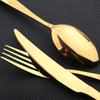 16Pcs Cutlery Set Stainless Steel Steak Knife Cake Fork Coffee Spoon Dinnerware Set Golden Flatware Silverware Kitchen Tableware