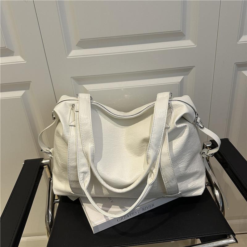 

Summer new personalized women s shoulder messenger bag casual simple texture fashionable large capacity tote bag білий