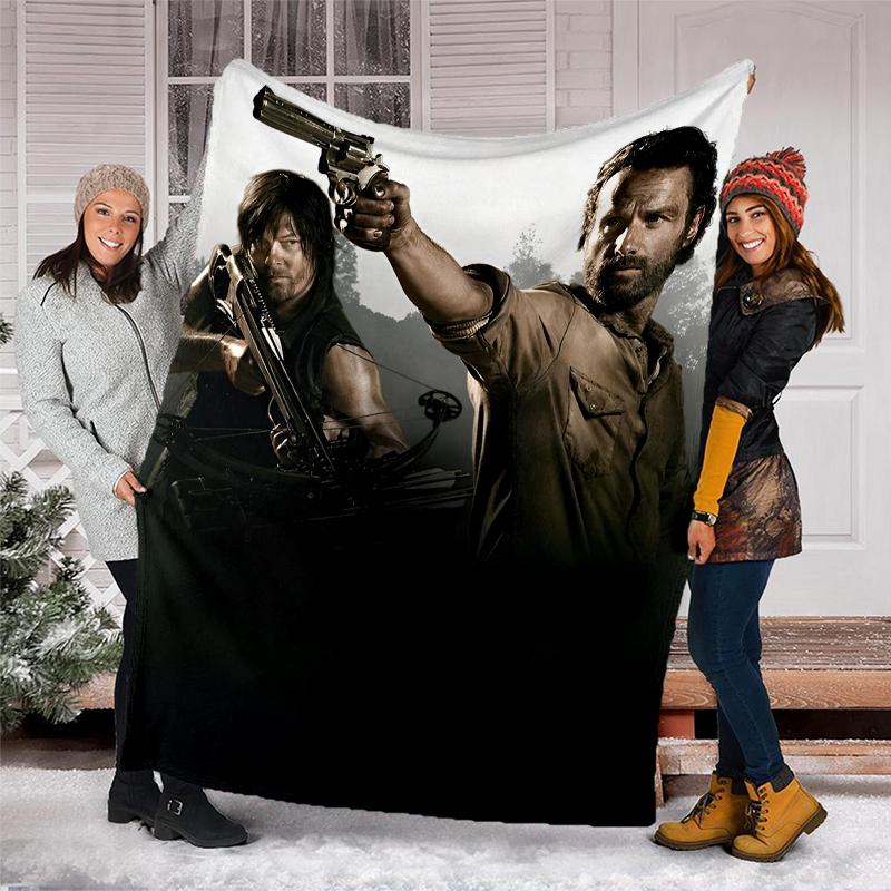 Daryl Rick Theme Printed Blanket Perfect For Couch Bed Travel Outdoor Use Machine Washable Cozy Durable