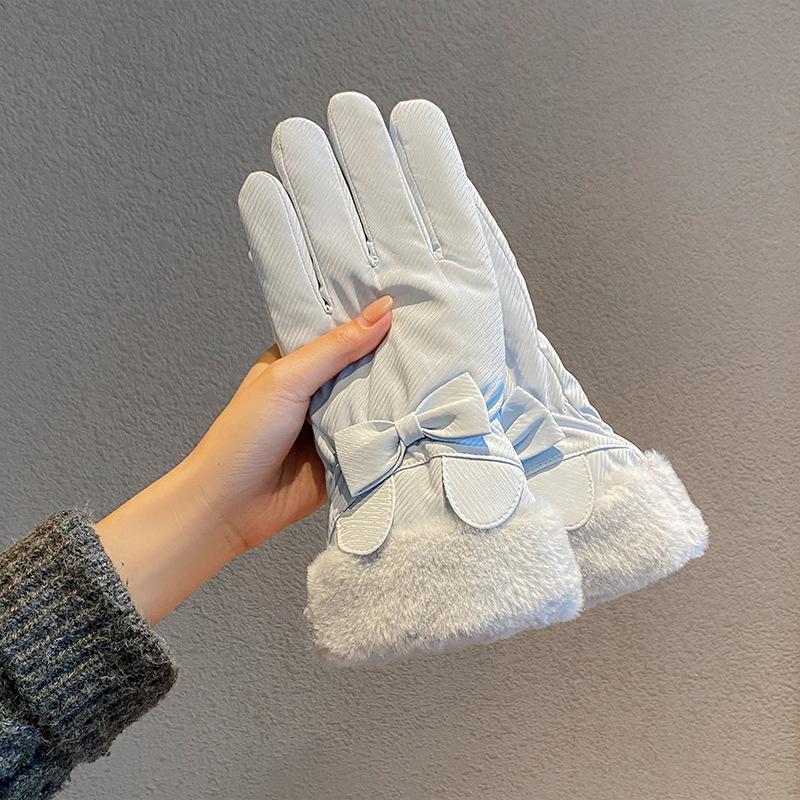 Rękawiczki Damskie Zimowe Polarowe Pogrubione Ciepłe Pluszowe Bawełniane Wodoodporne Rękawiczki z Ekranem Dotykowym Zimowe Ciepłe Do Jazdy Konnej Narciarskie Outdoorowe Rękawiczki