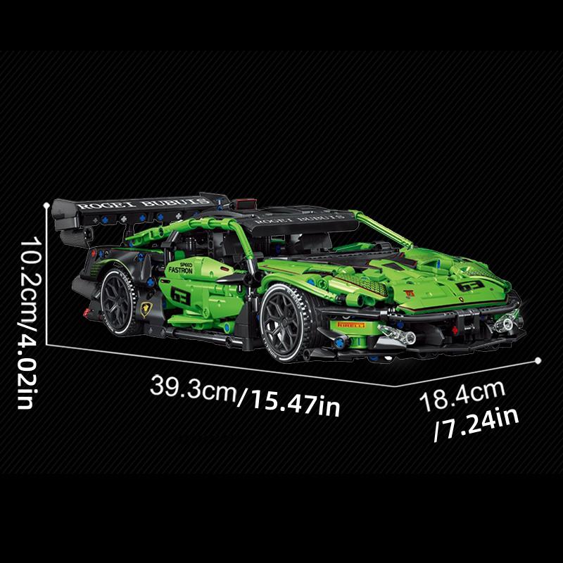 Classic Green 1644Pcs Super Racing Car Building Blocks Set Creative 3D Desktop Ornament Christmas Gift For Adults Kids