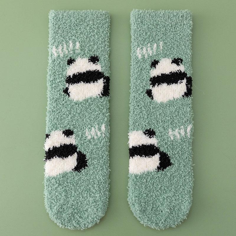 3Pairs/lot Women Socks Winter Cute Panda Coral Fleece Fuzzy Socks FemaleThickened Socks For Girl