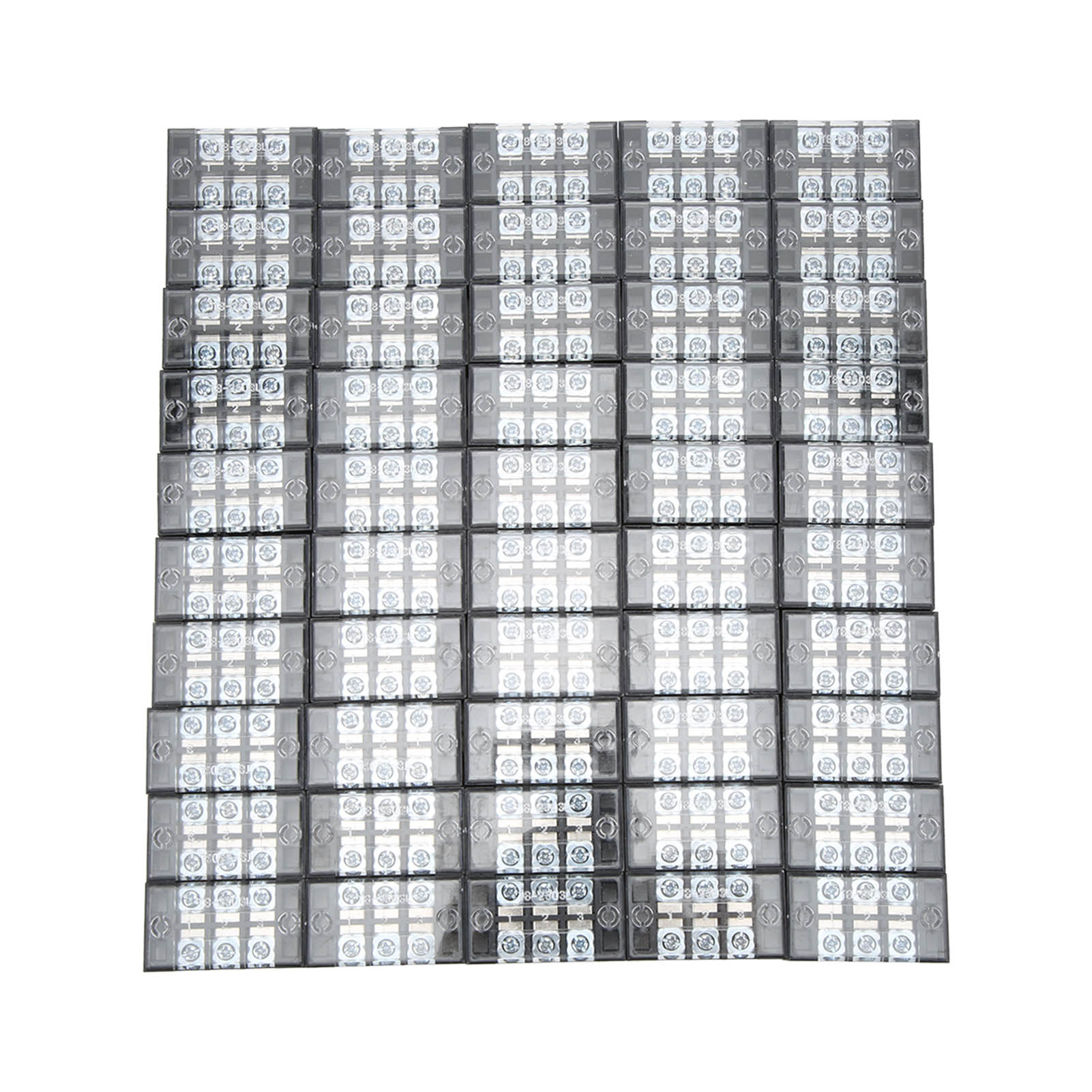 

50pcs TB‑2508L Terminal Block Set 03 Positions Dual Row Terminal Strip for Distribution Box 25A 600V