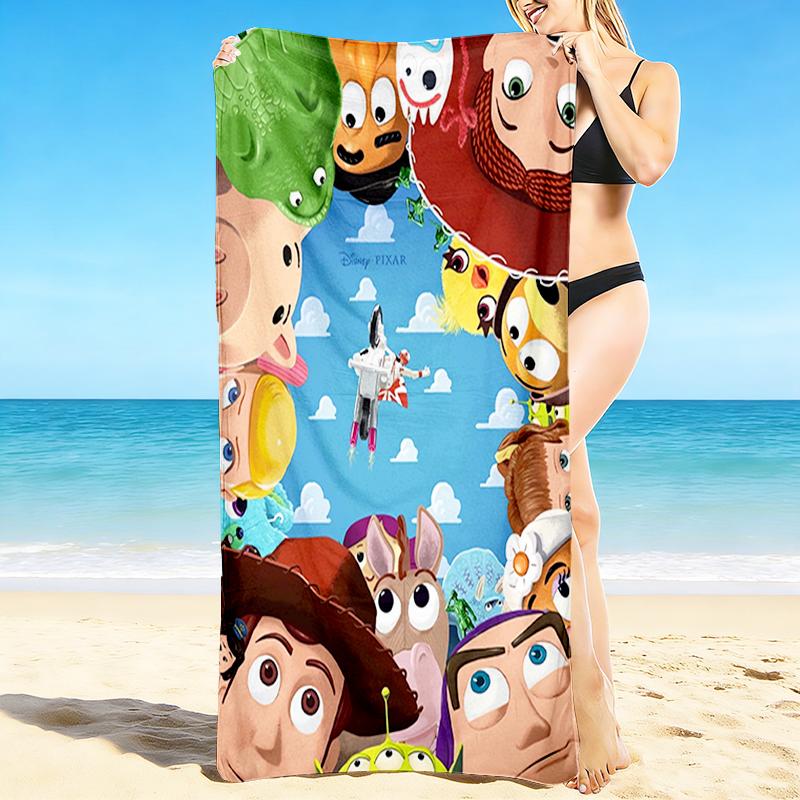 1Pc Toy Story Characters Beach Towel, Quick Dry, Multi-Use for Beach Pool Gym Yoga Home Travel, Christmas, Halloween, Xmas Gift M928776