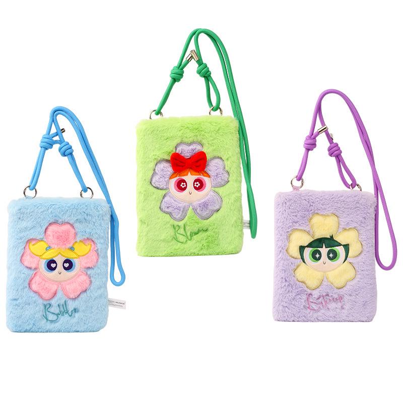 Powerpuff Girls Plush iPad Tablet Protective Crossbody Case & Diary Cover - Creative Gift for Girls
