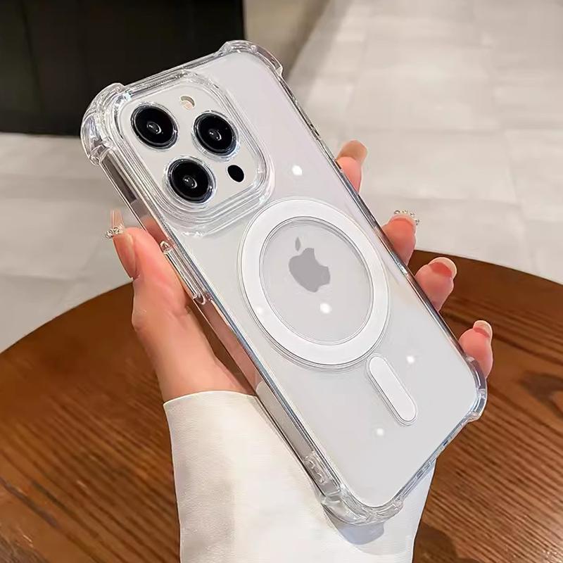 

Модный прозрачный магнитный чехол с беспроводной зарядкой для Magsafe для iPhone 15 14 13 12 11 Pro Max противоударный чехол-бампер аксессуары For iPhone 15 Pro