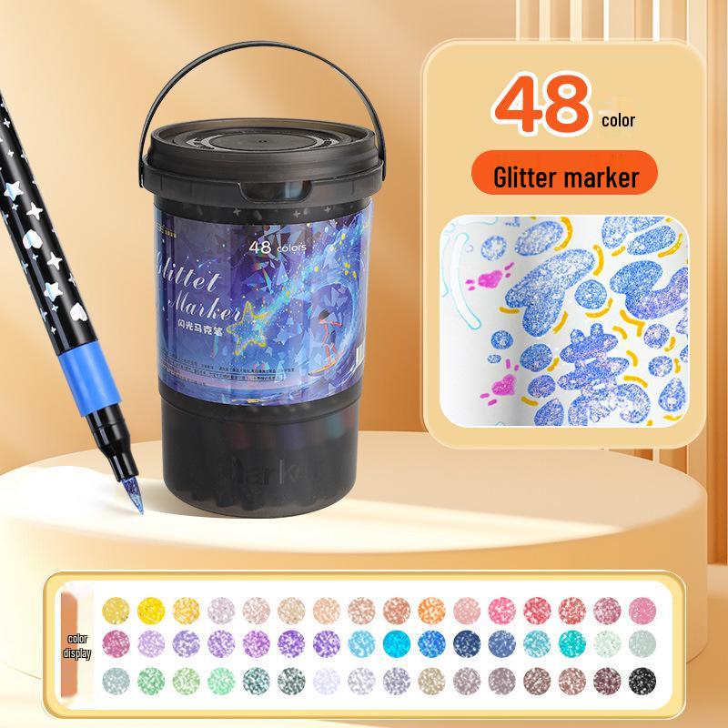 Double-Headed Glitter Marker Fluorescent Pen for Art, DIY, and Dual-Color Notes