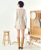 Pelimela Twill V-Neck Mini Dress (Beige)