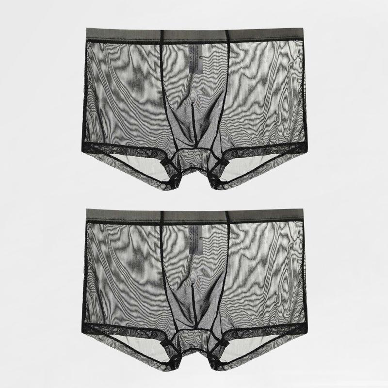 Heren Ice Silk Mesh Vierkante Pijp Slip - Transparant, Sexy, Grote Maten