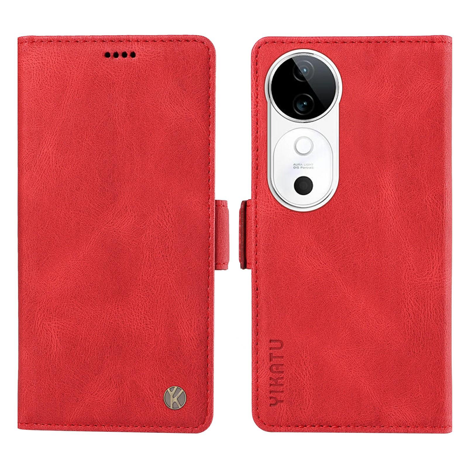 

YIKATU YK-005 For vivo S19 5G/V40 5G Leather Phone Case Side Magnetic Clasps Red