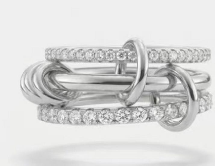 Inel împletit bicolor din oțel inoxidabil cu zirconiu și diamant