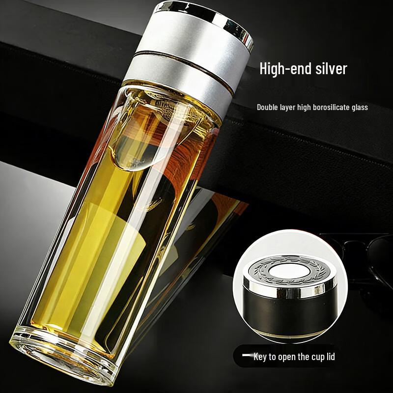 OLOEY Double-Layer Tea Infuser Glass Mug