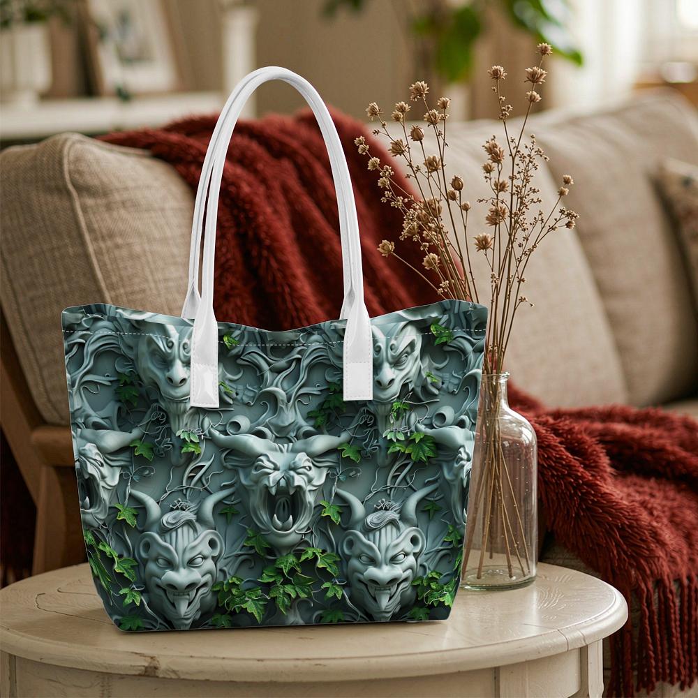 Gothic Gargoyle Pattern Tote Bag Unique Design Daily Use Carryall