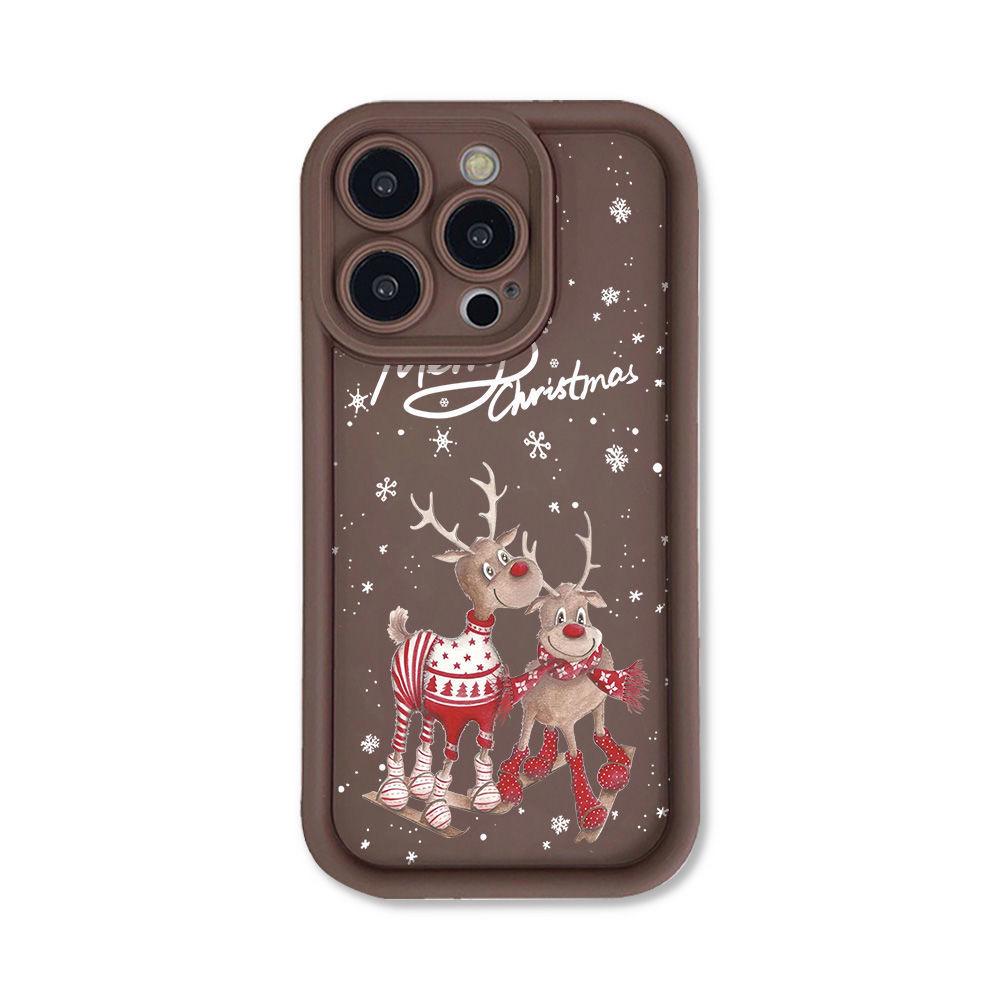Christmas Reindeer Phone Case for iPhone 11-16 Pro Max: Cute, Drop-Proof, Cross-Border
