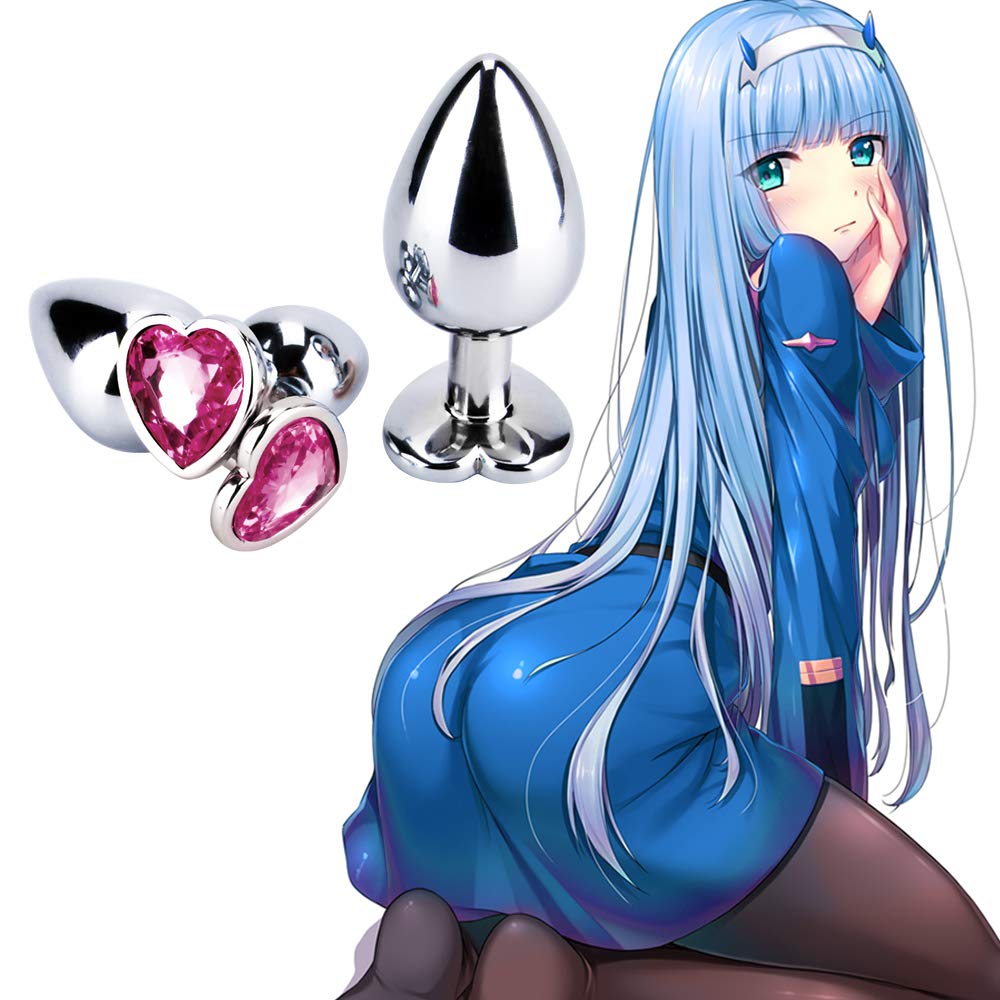 Soxeeh Anal Anal Heart Stainless Anal Training Plug, Development, Shape, 3-Piece Set, Steel, Unisex, Cosplay, (Pale Pink)