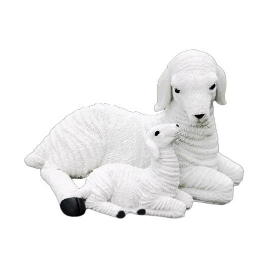 Harz Lamm Figur Kleine Schaf Familie Statue Rustikale Bauernhaus Tier Skulptur für Feengarten Hof Terrasse Landschaftsgestaltung Dekor