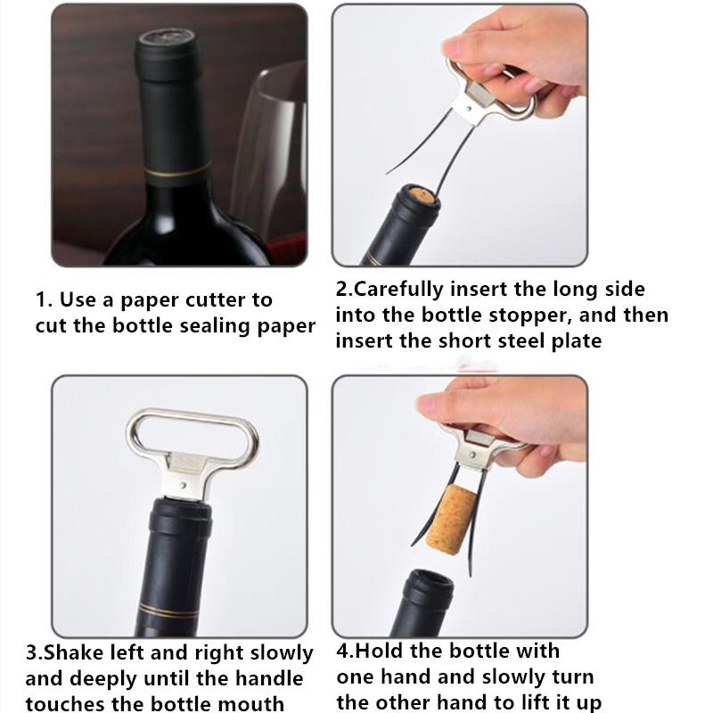 Portable Stainless Steel Wine Opener Handheld Type Bottle Pumps Corkscrew Opener Wine Opener Tool for Bars Cork Puller Foil