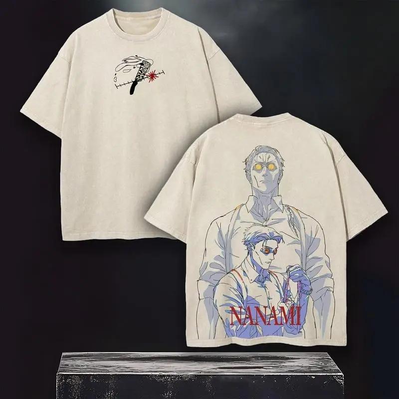 Gojo Satoru Jujutsu Kaisen Funny Graphic T Shirt Men Women Cotton Tshirts Vintage Washed Tee Harajuku Male Oversized T-shirt