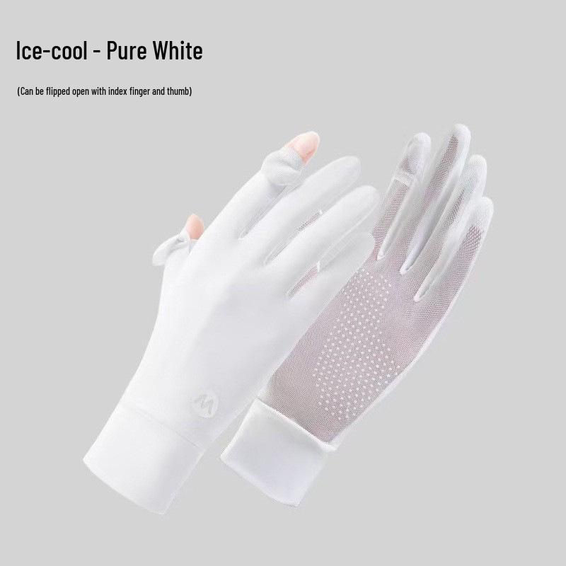 Breathable Ice Silk Fingerless UV Protection Driving and Cycling Gloves