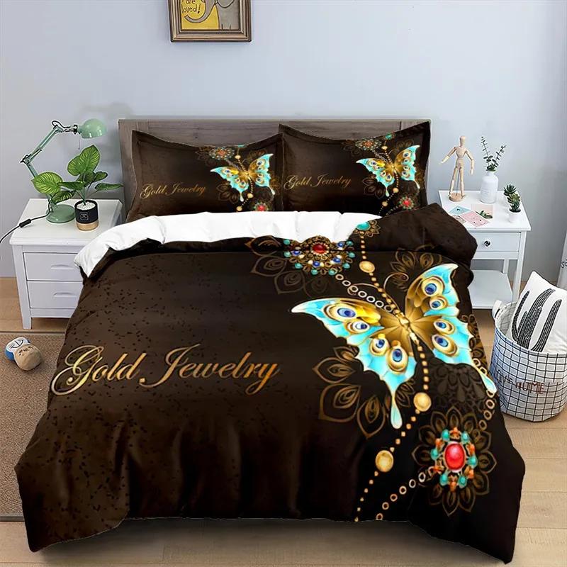3D Colorful Butterfly Duvet Cover Natural Floral And Butterflies Pattern Bedding Set For Girl Women Microfiber With Pillowcases