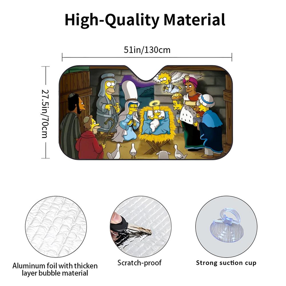 Anime The S-Simpsons Sun Visor Reusable Aluminum Foil Car Windshield Sun Visor UV Protector Heat Insulation Cover Shade