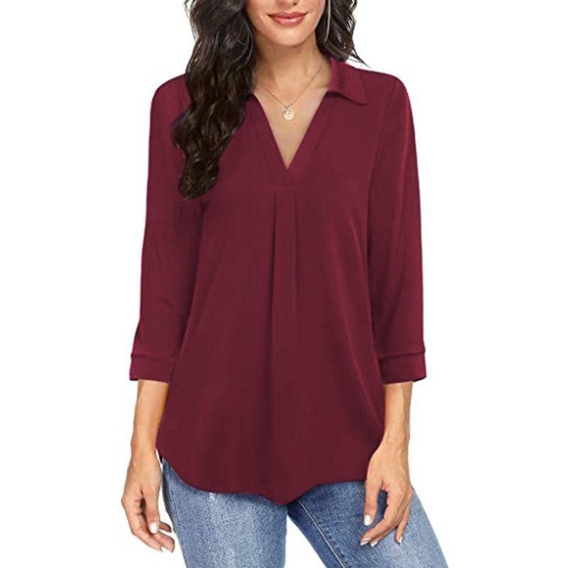2022 Long Sleeve Shirt Pullover Loose V Neck Shirt Women