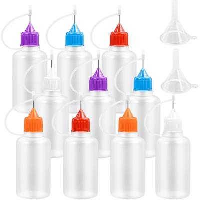 2025+ 10 PCS Needle-Tip Glue Bottles with 2 Funnels, 30ML/1 OZ Tip Squeeze Bottle Refillable,for DIY Paint