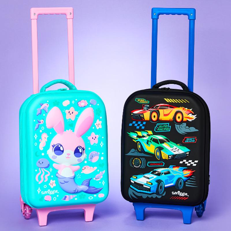 Smiggle Cartoon Backpack for Primary Students with Name Card & Trolley