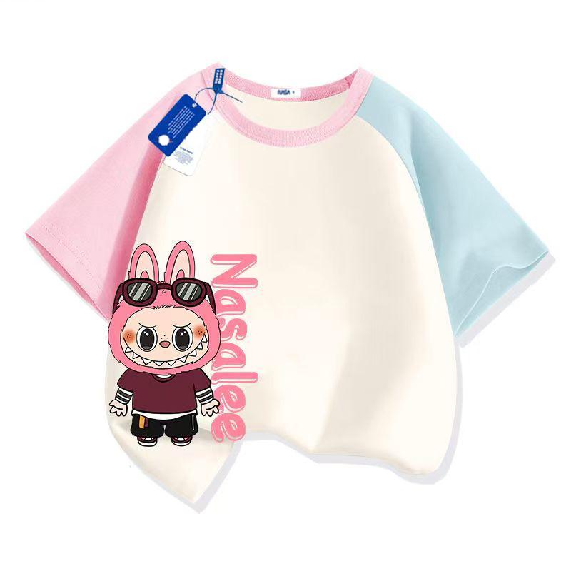 Hot LABUBU Cartoon Anime Print Girl Boy T-Shirt Kids T-Shirt Summer Short Sleeve Tee Child Tops