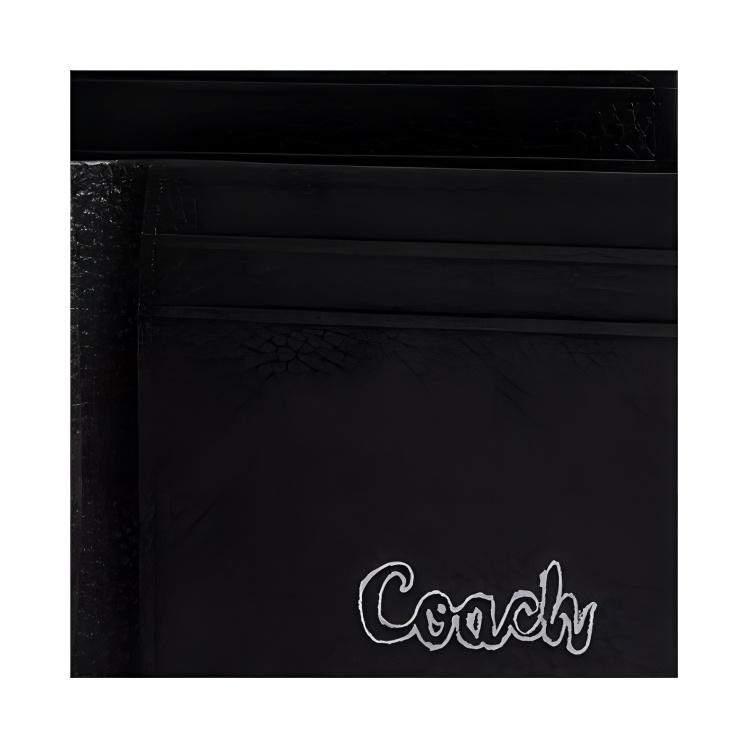New COACH 3 IN 1 Wallet Polished Pebble Leather Wallet Mini Men's Black & Multicolor CAO11-BLC