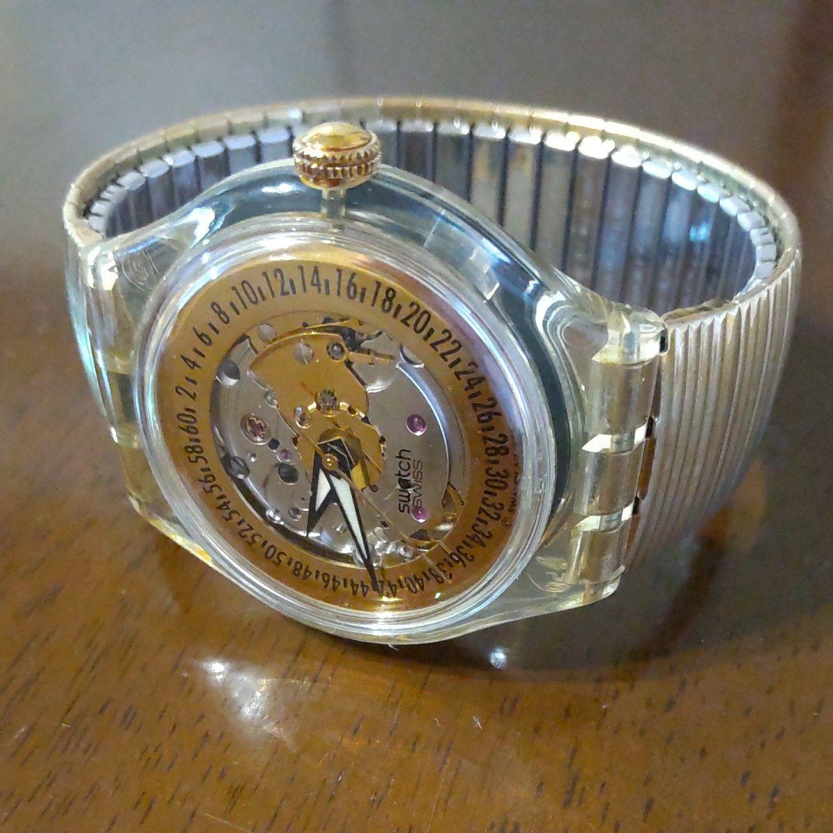 Used Swatch automatic automatic skeleton watch gold