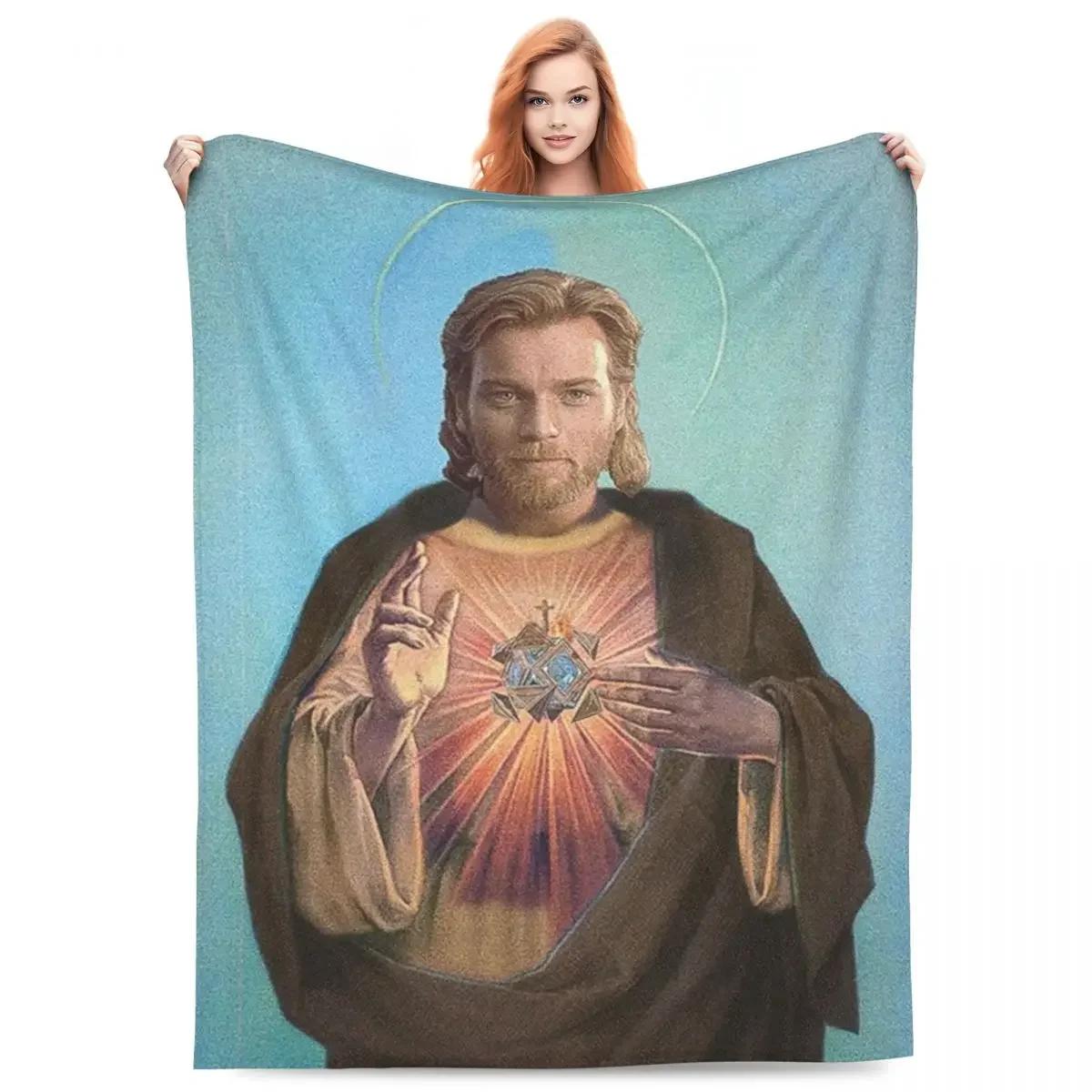 

Jesus-Obi Super Soft Blanket Wan Kenobi Travel Throw Blanket Winter Aesthetic Custom Flannel Bedspread Sofa Bed Cover 75x90cm