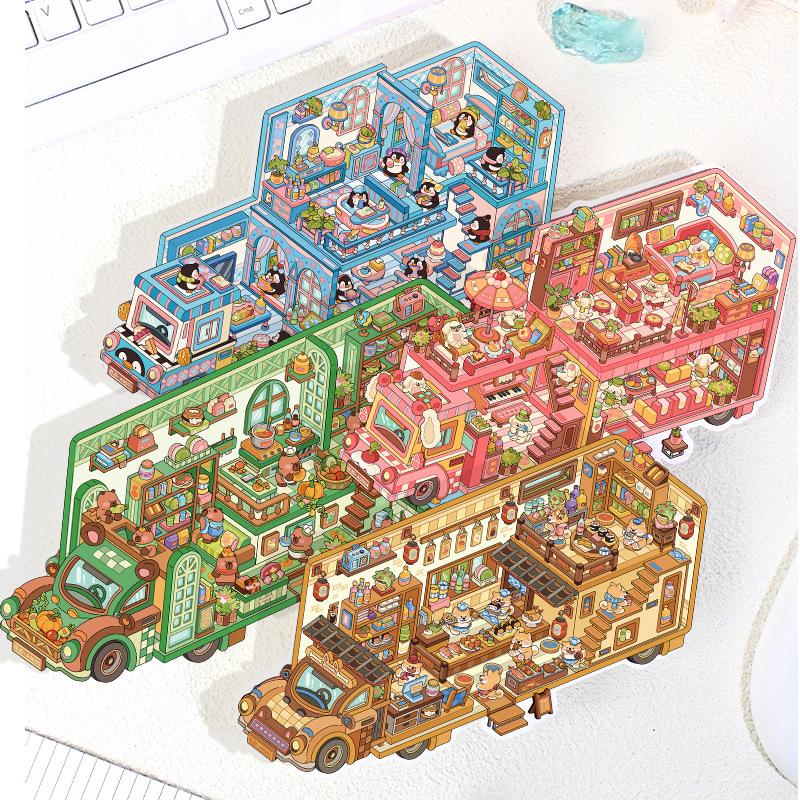 1Set Forest Travel Rv Miniature Scene Landscape Stickers Mini Decompression Handmade Stickers Creative Diy Decoration Stickers