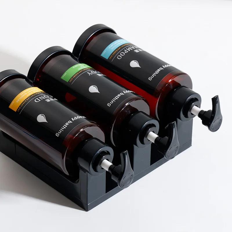 Hotel Shampoo Shower Gel Separate Bottles Wall Mounted No Punching Double Soap Dispenser Plastic Manual Soap Dispensers