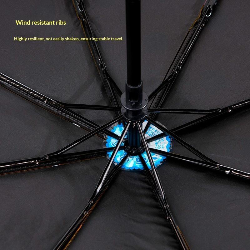 Parapluie Pliant à Pois Revêtement Noir Anti-UV Imperméable Parfait Pour le Trajet Quotidien et les Voyages