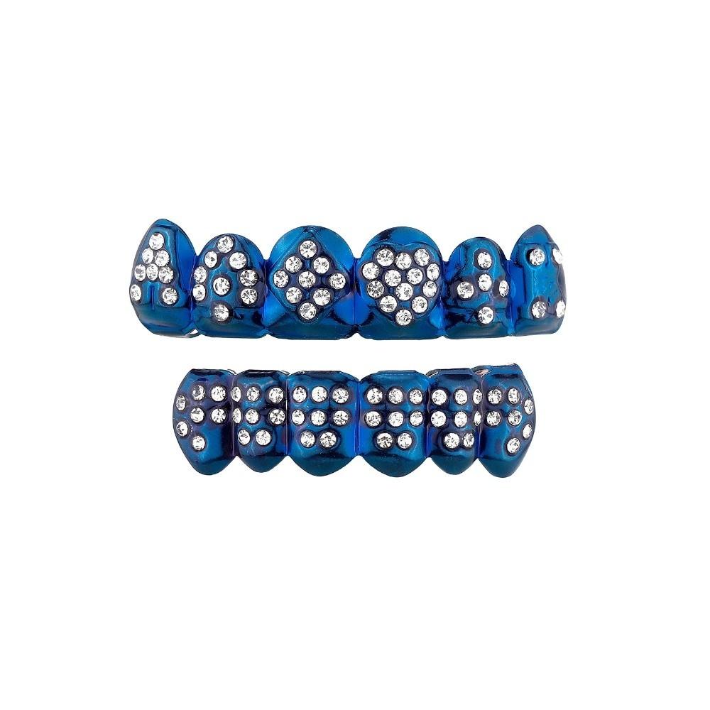 Glossy Finish Teeth Grillz Top Bottom Set Eco-friendly Copper Teeth Jewelry Rapper