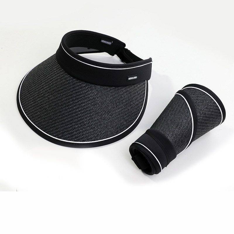 

Летняя шляпа без верха, УФ-защита, Складная соломенная шляпа, Шляпа от солнца для занятий спортом на открытом воздухе, Шляпа от солнца с широкими полями, Виниловая для улицы 8307 Black Regular vinyl lining (12cm wide brim)