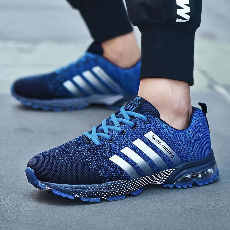 2 new men's shoes air cushion couple sports shoes casual trend flying woven men's running shoes