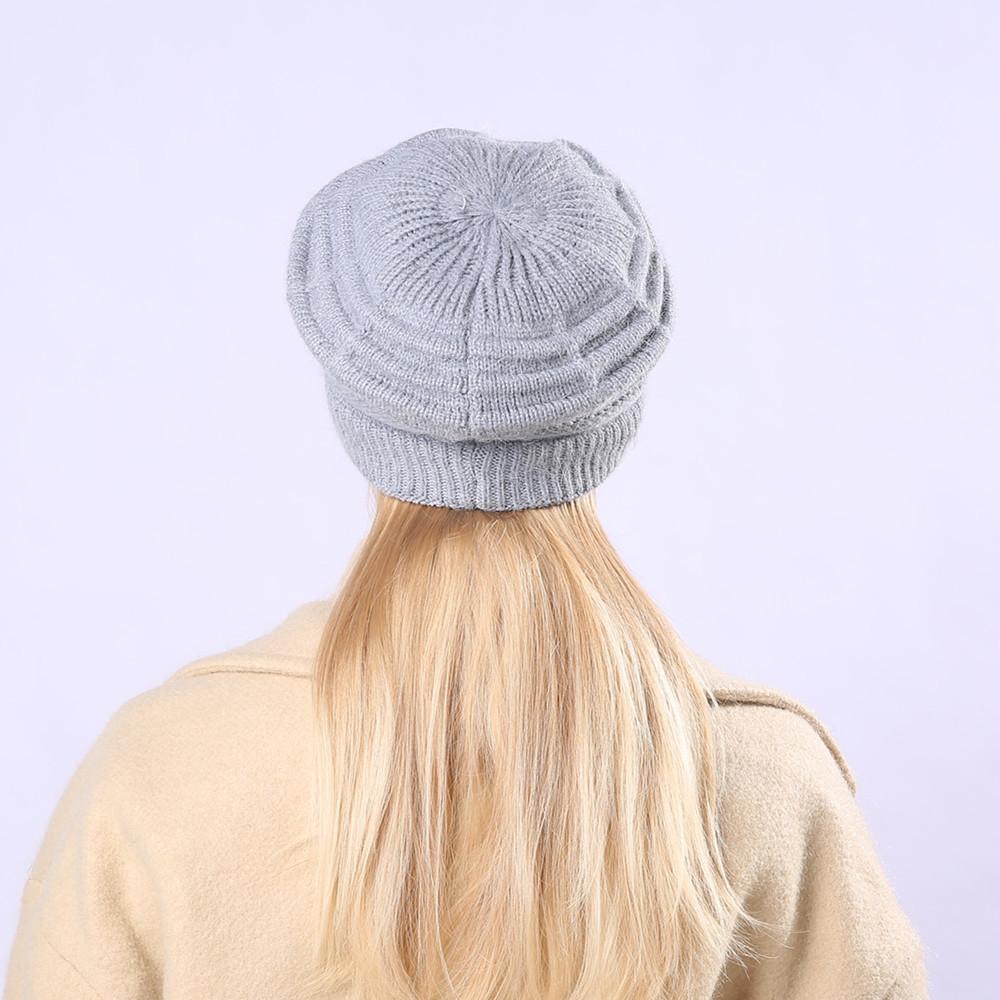 Femei Toamnă Iarnă Plus Lână Îngroșată Beretă caldă Jacquard Dungi Tricotat Pălărie