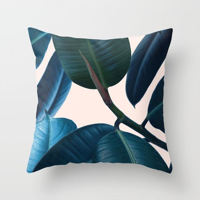 Ins Style Leaf Pattern Decorative Pillowcase Living Room Bedroom Square Cushion Pillowcase
