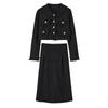 Spliced Round Neck Top Solid Color A-line Skirt Set Two-piece